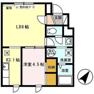 ロイウッド72(1LDK/1階)の間取り写真