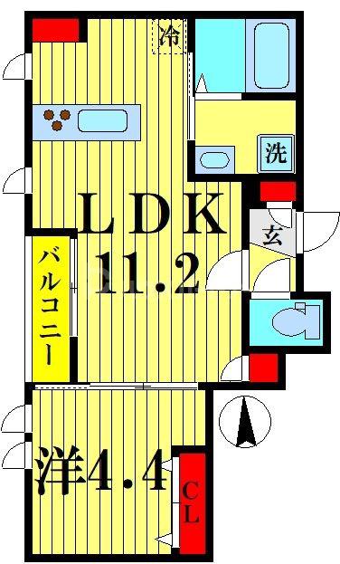プランドール(1LDK/1階)の間取り写真