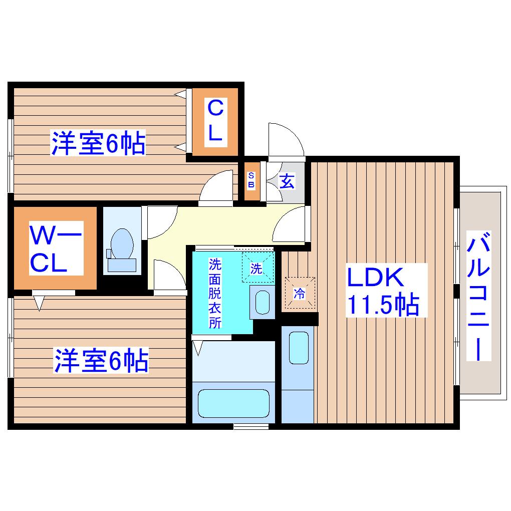 シェレンバーム(2LDK/3階)の間取り写真