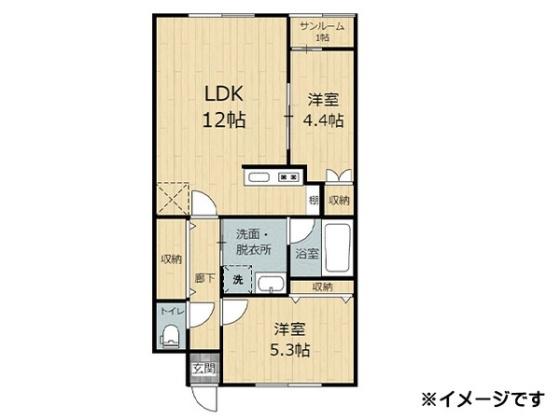 レグルス(2LDK/1階)の間取り写真