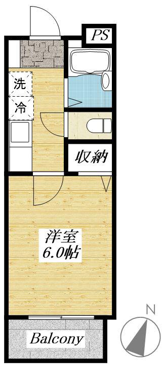 ＪＲ中央線 日野駅(東京) 徒歩10分 3階建 築20年(1K/1階)の間取り写真