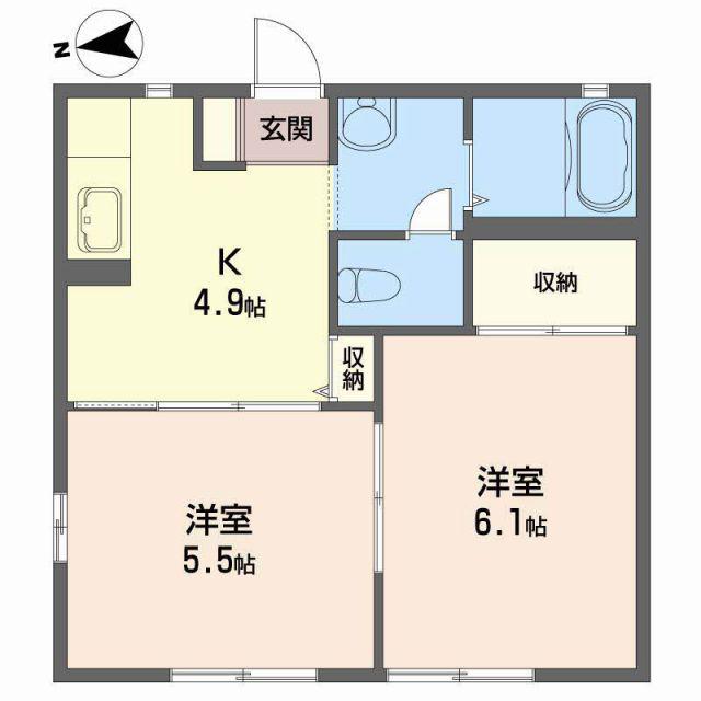 コーポ大黒屋W(2K/2階)の間取り写真