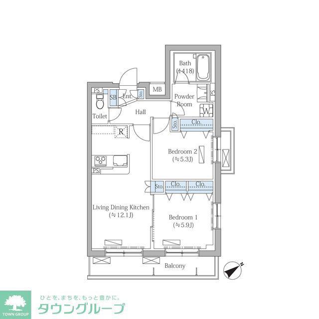 ROVINE目黒東山(2LDK/2階)の間取り写真