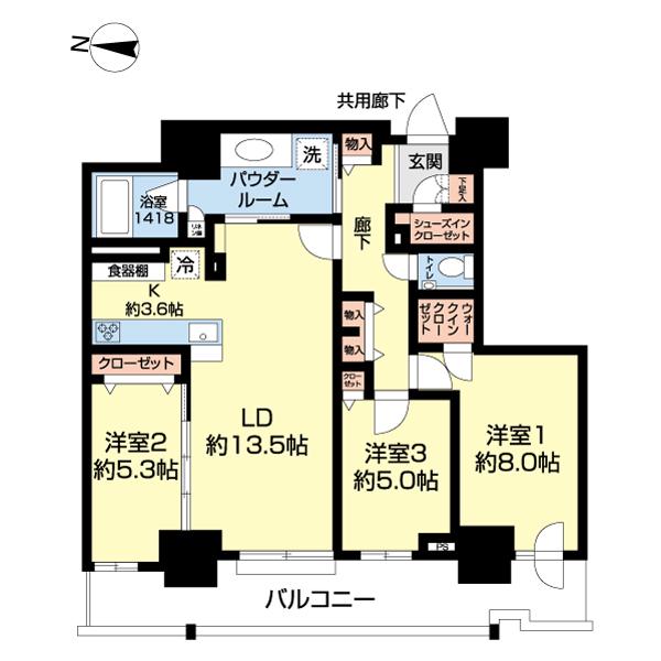 ザ・タワーズフロンティア札幌(3LDK/21階)の間取り写真