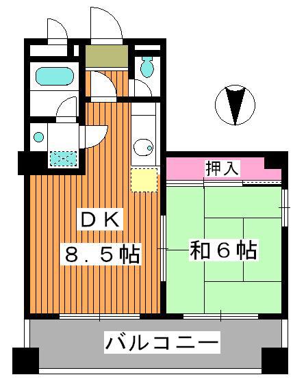 アシュレ双葉町(1DK/3階)の間取り写真