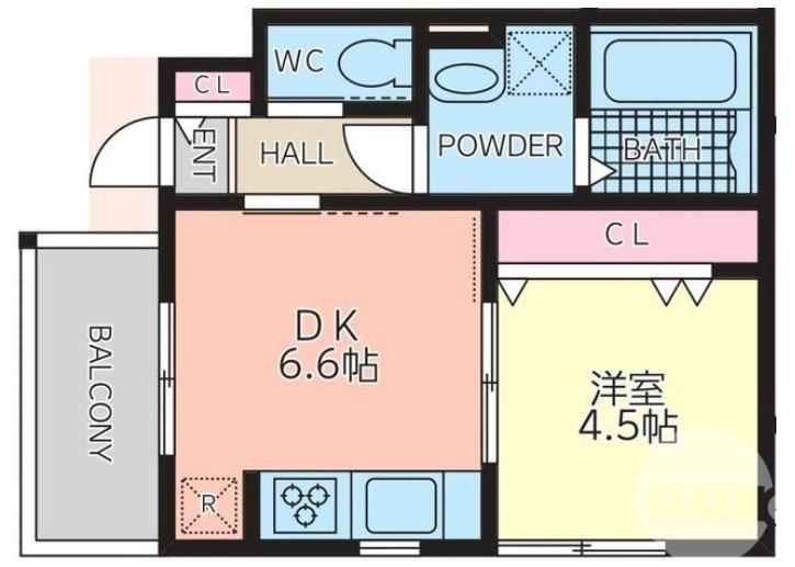 ポルタフェリーチェ堺東(1DK/1階)の間取り写真