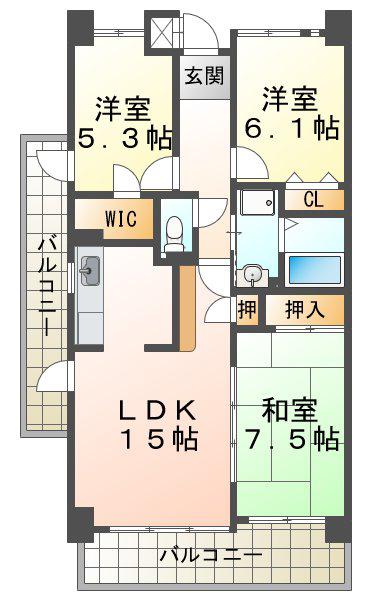 井吹西シティコート(3LDK/5階)の間取り写真