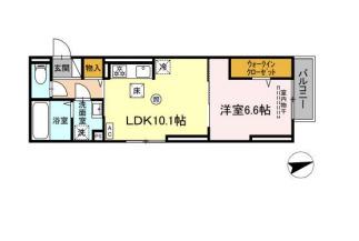 グランデシェチオ千本杉II(1LDK/2階)の間取り写真