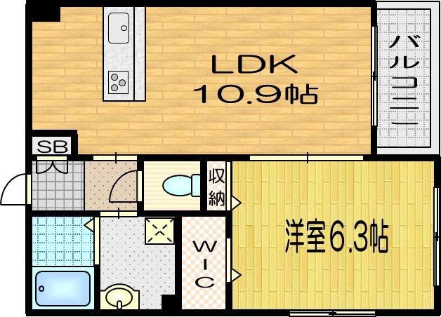 CLASSY壬生(1LDK/2階)の間取り写真