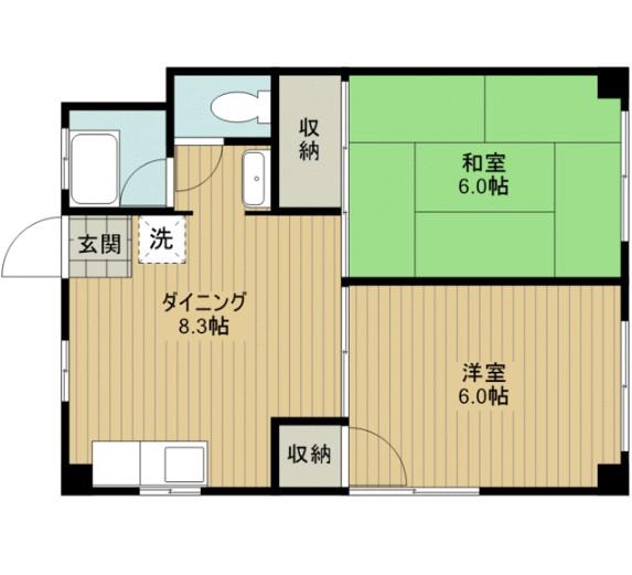 コーポ宮崎(2DK/3階)の間取り写真