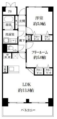 西長堀ガーデンハイツ(2LDK/6階)の間取り写真