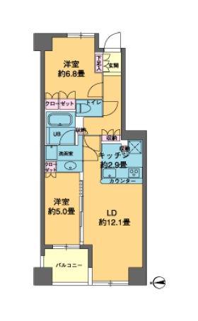 カスタリア東日本橋(2LDK/3階)の間取り写真