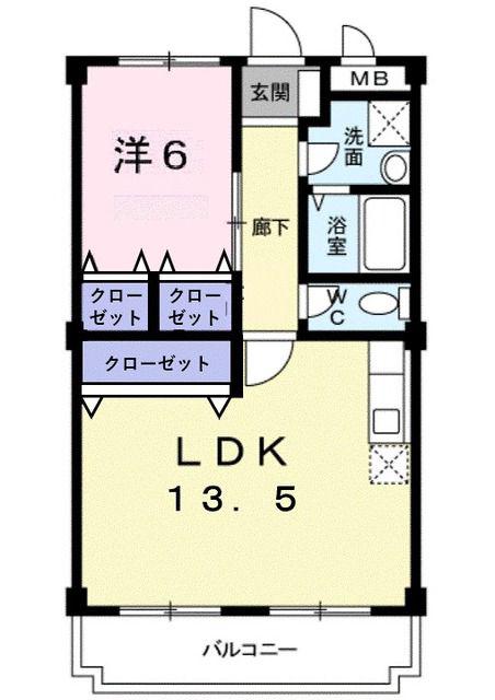 アム-ルリベルテ18(1LDK/3階)の間取り写真