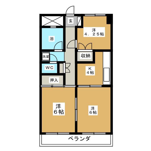 サンハイツ石橋2号(3K/2階)の間取り写真