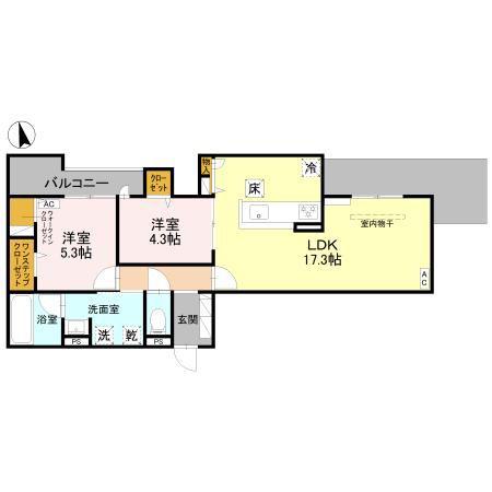 REVE(2LDK/1階)の間取り写真