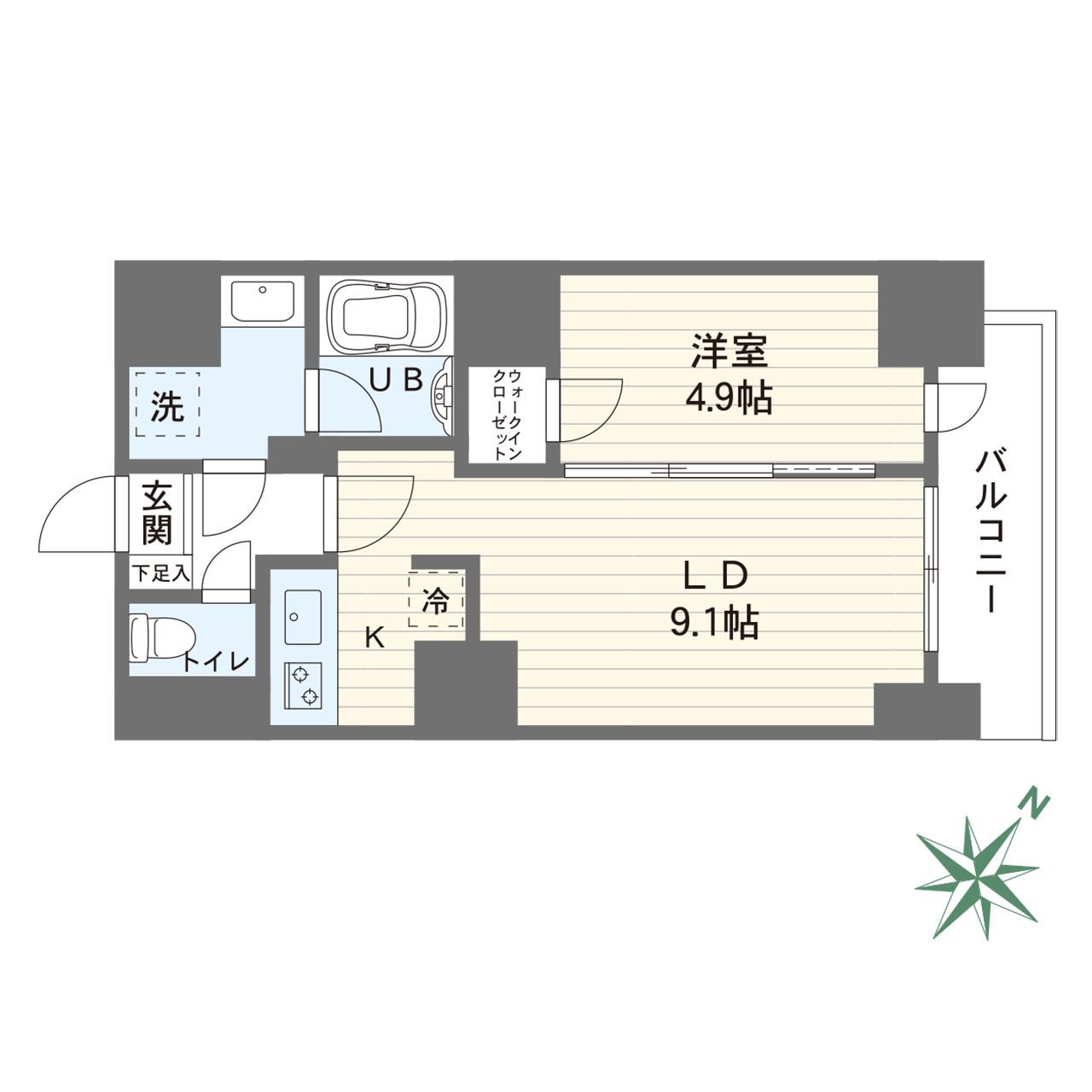プライムネクサス大鳥居 BELL COURT(1LDK/1階)の間取り写真