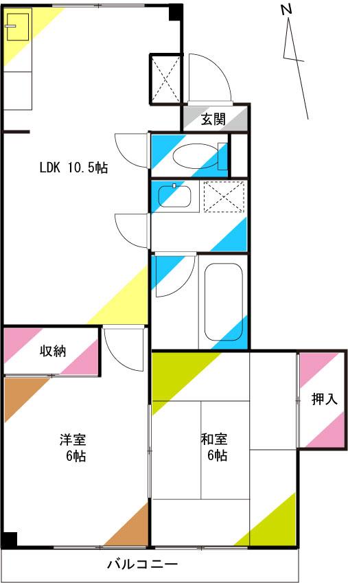 MEビル(2DK/3階)の間取り写真
