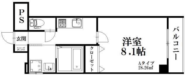 サンドール十二番館(1K/2階)の間取り写真