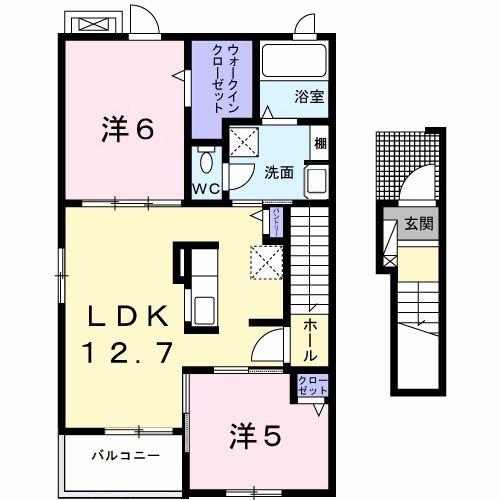 クオーレ・I棟(2LDK/2階)の間取り写真