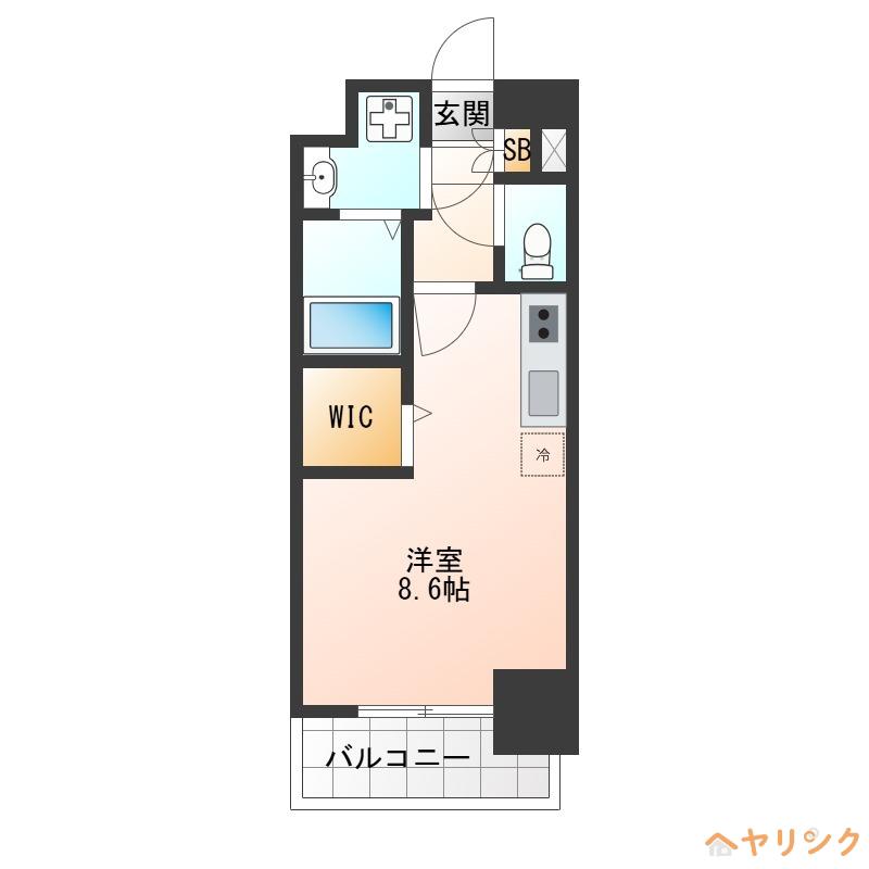 プレサンス名古屋菊井セルカ(1K/9階)の間取り写真