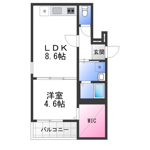 リアン富木(1LDK/2階)の間取り写真