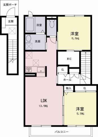 ドリームガーデン(2LDK/2階)の間取り写真