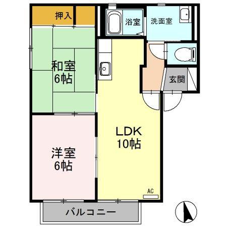 ポートストーク C(2LDK/2階)の間取り写真
