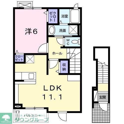 ココジョンヌ(1LDK/2階)の間取り写真