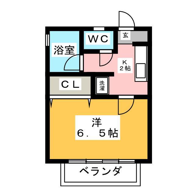 オーエスハイム(1K/2階)の間取り写真