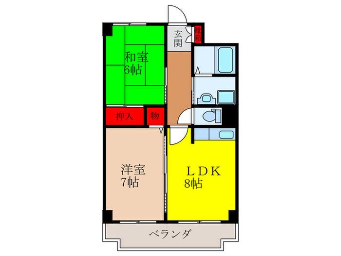エクセルコーワII番館(2LDK/4階)の間取り写真