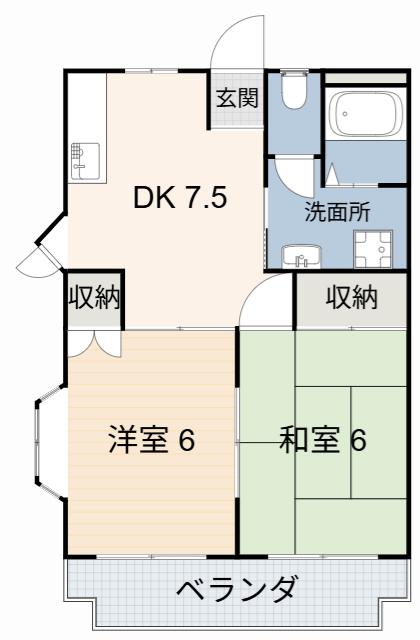 アーバニア武路B棟(2DK/2階)の間取り写真