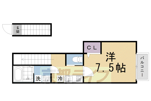 CASAWOODIII(1K/2階)の間取り写真