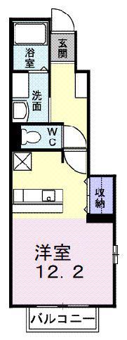 フレーズV(ワンルーム/1階)の間取り写真