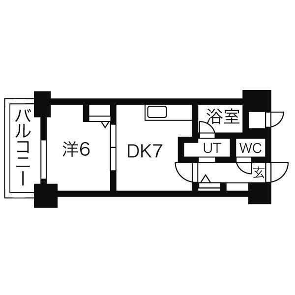 コートロティ琴似(1DK/5階)の間取り写真