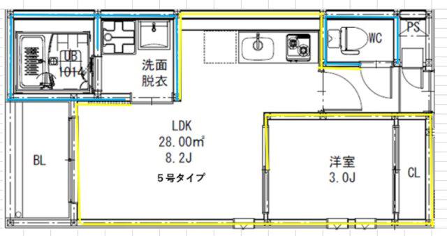 R-SMARTプルミエール黒髪(1LDK/2階)の間取り写真