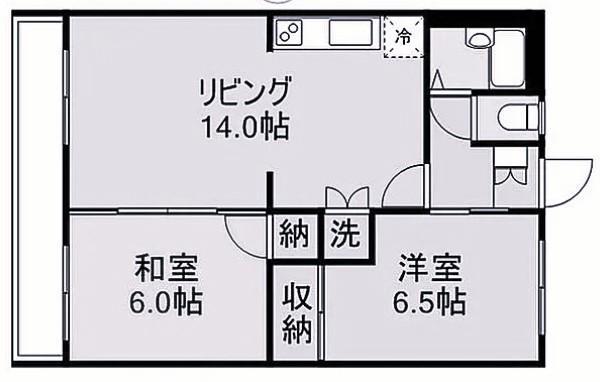 SALT田中町(2LDK/2階)の間取り写真