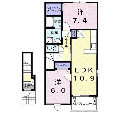 サンビームIV(2LDK/2階)の間取り写真