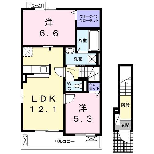 アグレアーブル(2LDK/2階)の間取り写真