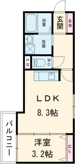 SMITH堺(1LDK/1階)の間取り写真