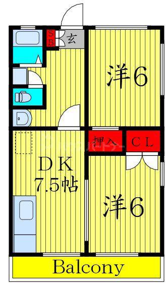 コーポオオゴ E(2DK/2階)の間取り写真