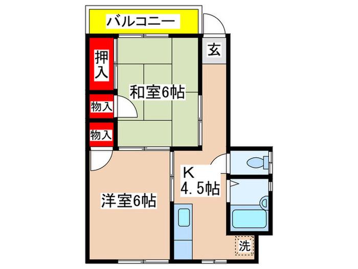 小嶋荘(2K/1階)の間取り写真