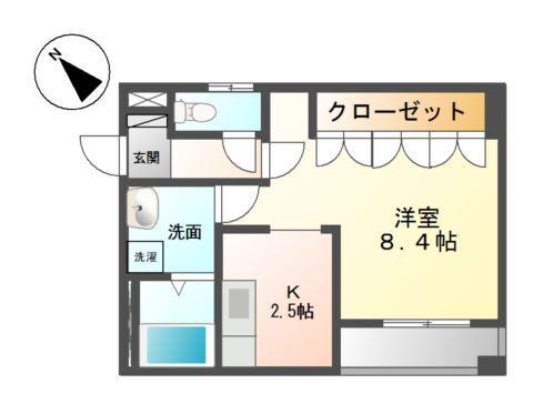 リリーベル(1K/2階)の間取り写真