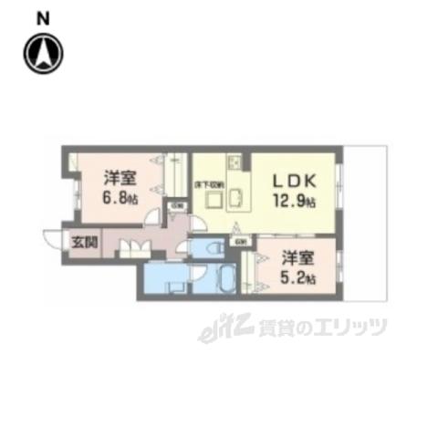 シャーメゾン 平城山(2LDK/1階)の間取り写真