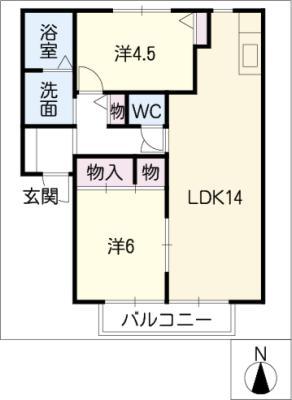 DIAS SUZUKI B棟(2LDK/2階)の間取り写真