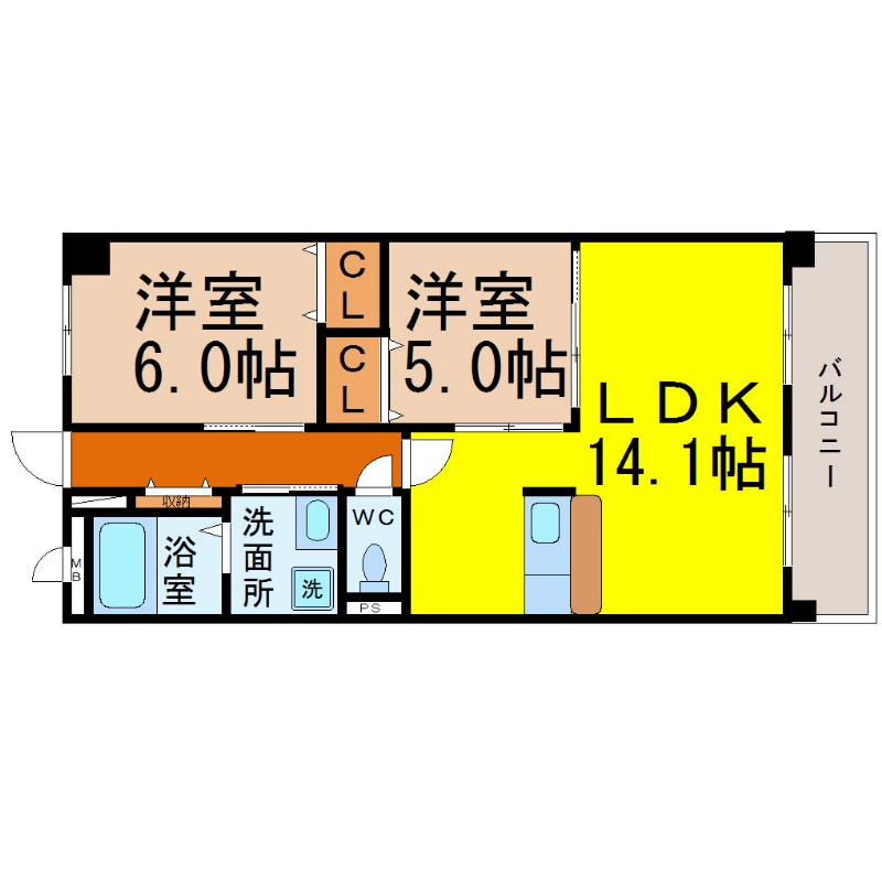 エルヴィータ(2LDK/1階)の間取り写真