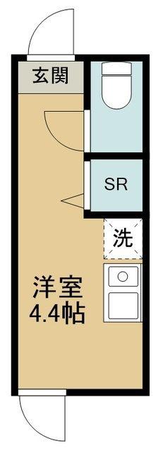 メテオール(ワンルーム/2階)の間取り写真