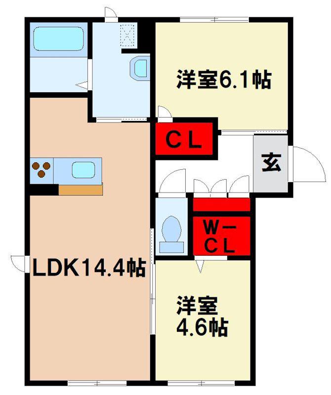 BEREOかるかや(2LDK/1階)の間取り写真