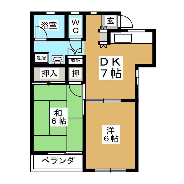 リーベ横浜(2DK/2階)の間取り写真