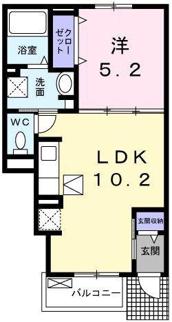 カサブランカ富永(1LDK/1階)の間取り写真
