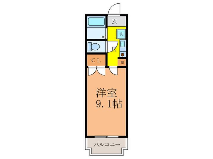 穂積マンション(1K/6階)の間取り写真
